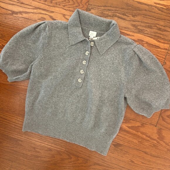 NWT A New Day Short Puff Sleeve Collared Sweater Size Large Cashmere Feel NEW - Picture 13 of 13